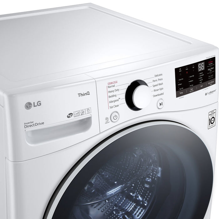 LG 5.2 Cu. Ft. Front-Load Washer, 7.4 Cu. Ft. Gas Dryer with AI - White