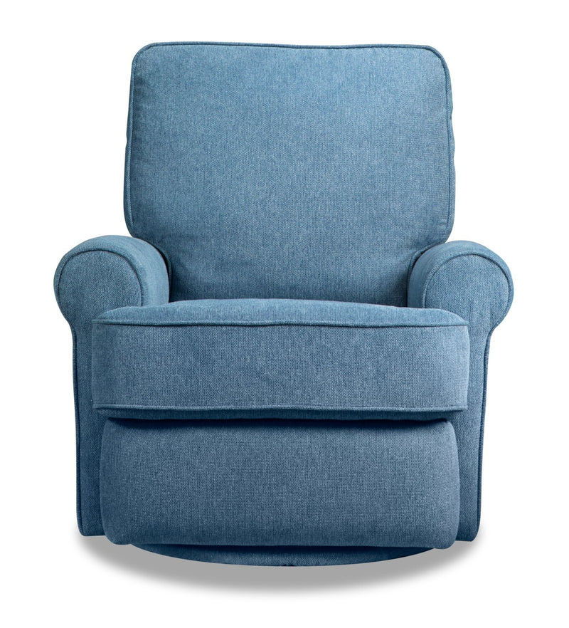 Bevin Chenille Swivel Glider Recliner Blue The Brick
