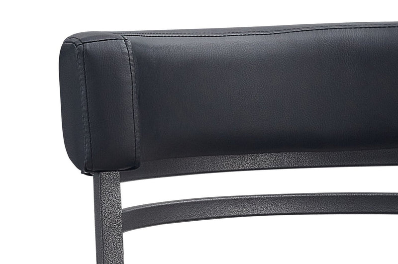 Mila Counter Stool with Swivel Seat, Vegan Leather Fabric, Metal - Black