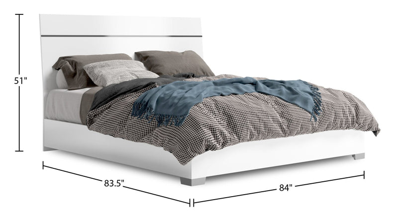 Raia Panel Bed - Made in Italy, Modern, White - King Size