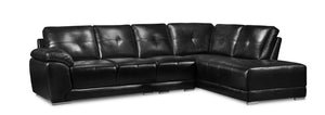 Rocklin 3-Piece Leather-Look Fabric Right-Facing Sectional - Black