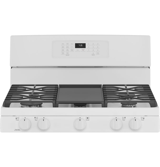 GE 5 Cu. Ft. Gas Range with Self Clean and Air Fry - White - JCGB735DPWW