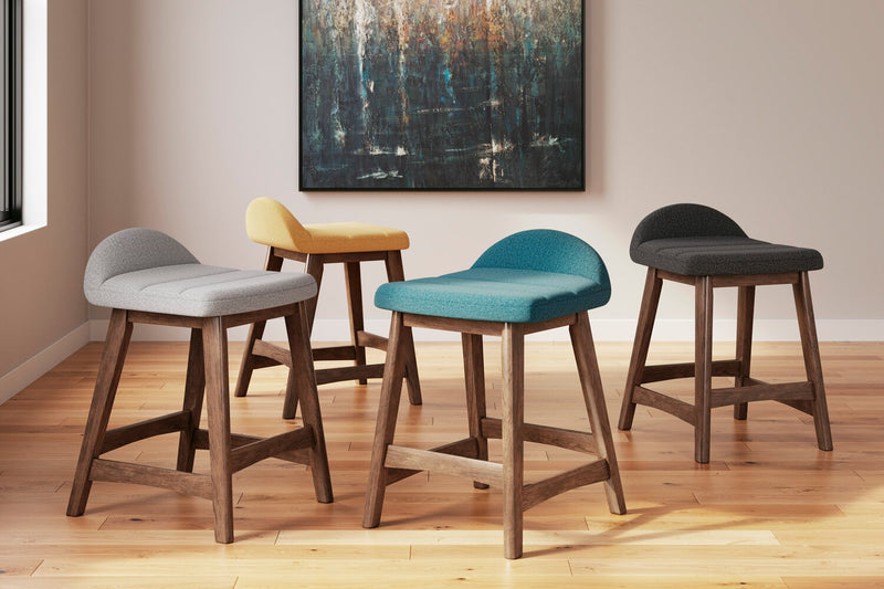 Jovi Counter-Height Stool with Linen-Look Fabric, Wood - Charcoal