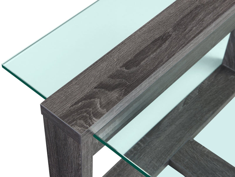 California 47.25\" Modern Glass Top Coffee Table - Distressed Grey 