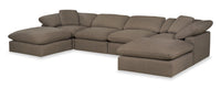 Eclipse 6-Piece Linen-Look Fabric Modular Sectional with 2 Ottomans - Slate 