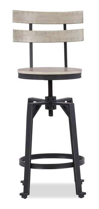 Axel Barstool with Swivel & Adjustable Seat, Slat-Back, Metal - White