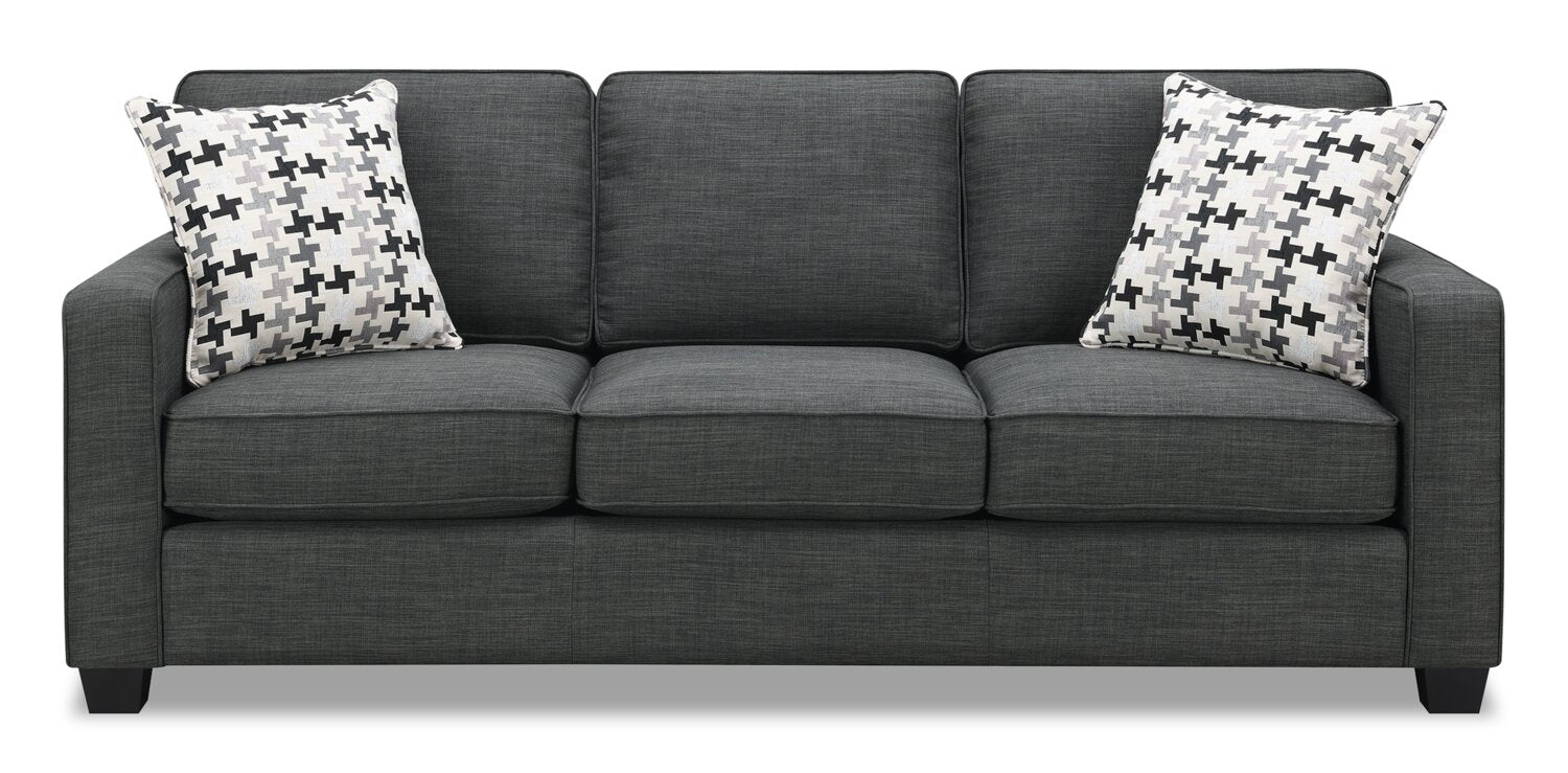 Made in Canada Sawyer 83 Linen Look Fabric Sofa with Reversible Cu. The Brick