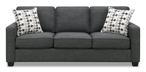 Sawyer Linen-Look Fabric Sofa - Charcoal Grey