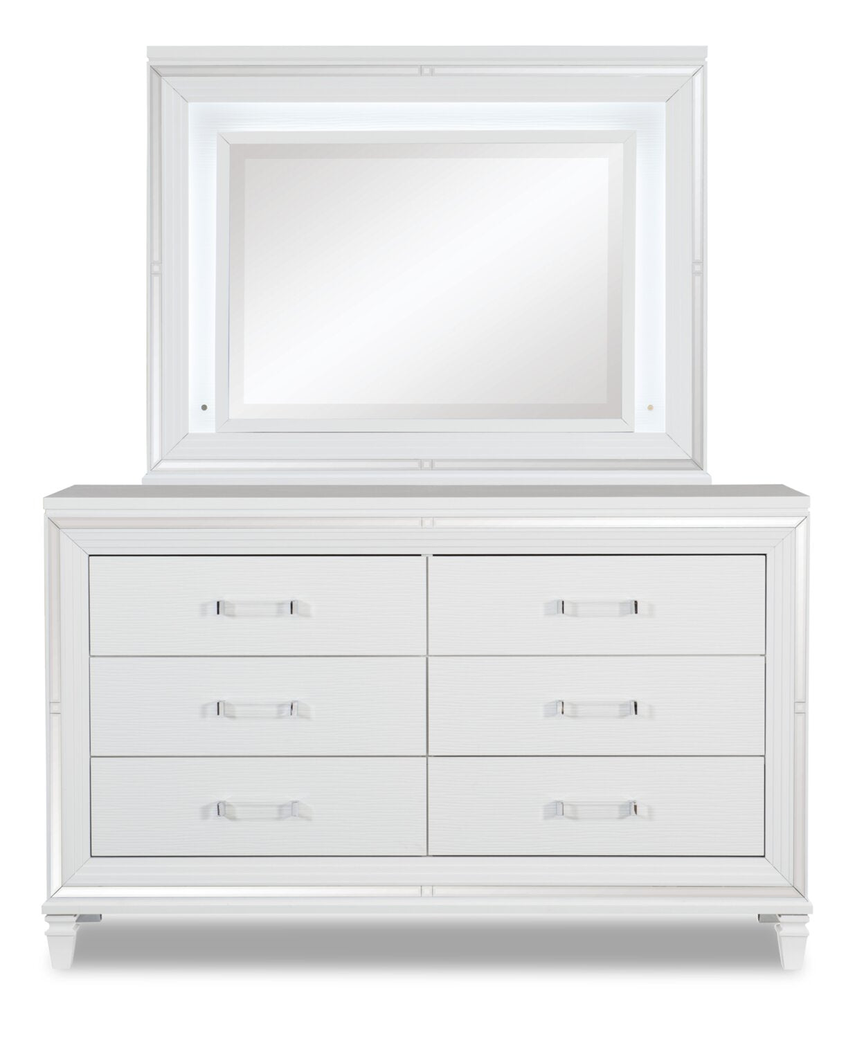 Max Bedroom Dresser Mirror with LED Light, Glam - White - The Brick Max Bedroom Dresser Mirror with LED Light, Glam - White - The Brick