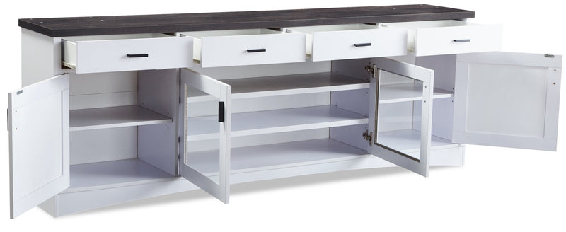 Emry 84\" TV Stand with Storage and Cable Management for TVs up to 90\"- White