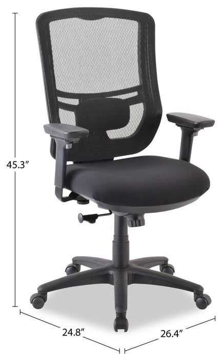 Tempur-Pedic Dante 26.4\" Office Chair - Black with Mesh Back