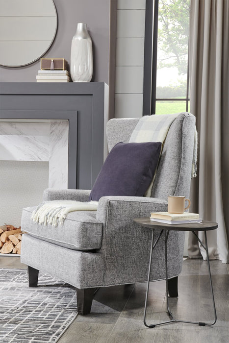 Made in Canada Sofa Lab Customizable Wingback 32\" Linen-Look Fabric Accent Chair - Luna Domino Grey