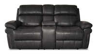 Denver Genuine Leather Power Reclining Loveseat with Power Headrest - Charcoal 