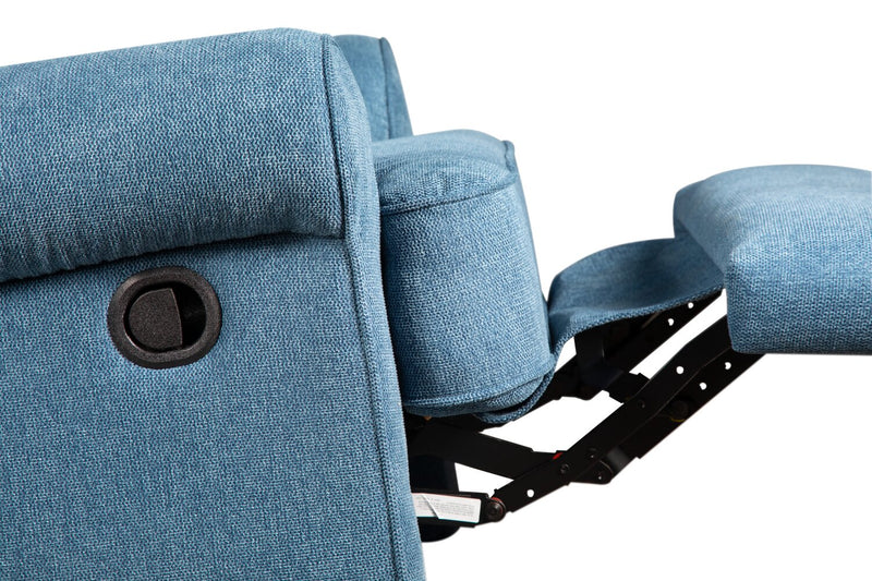 Bevin Chenille Swivel Glider Recliner Blue The Brick