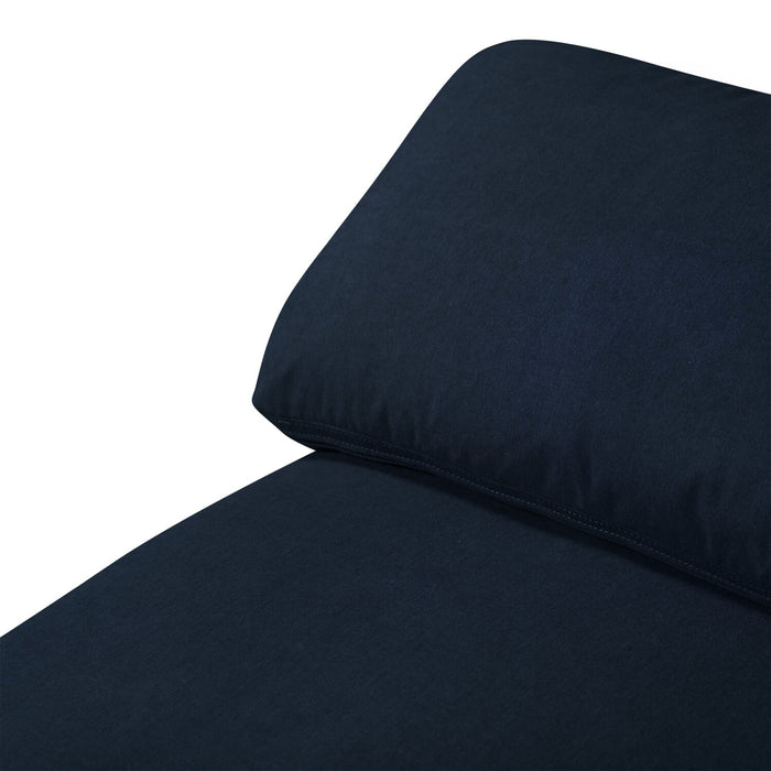 Eclipse Modular 6-Piece Linen-Look Fabric Pit Sofa Sectional with Reversible Feather Down Cushions - Navy Blue