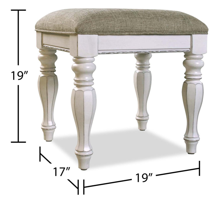 Grace Vanity Stool with Storage, 19\"H, wooden - Antique White 