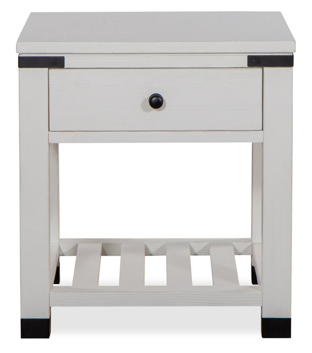 Harper 24\" Modern End Table with Storage and Shelf - White Pine
