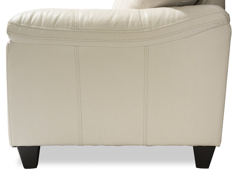 Made in Canada Addison 86\" Leather-Look Fabric Sofa with Removable Seat Cushion and Tufting - Beige