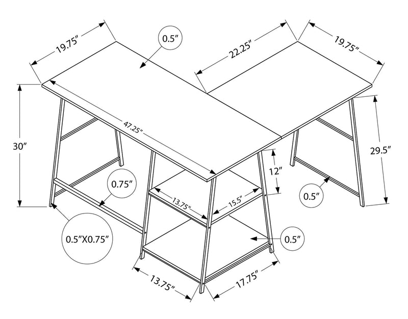 Evlin 42\" L-Shaped Office Desk with Shelves - Natural
