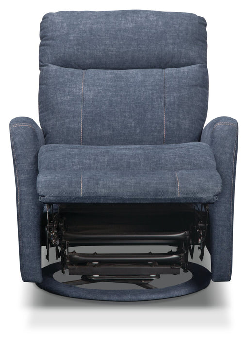 Jeffry 30.3\" Velvet Fabric Swivel Glider Reclining Chair - Indigo Blue