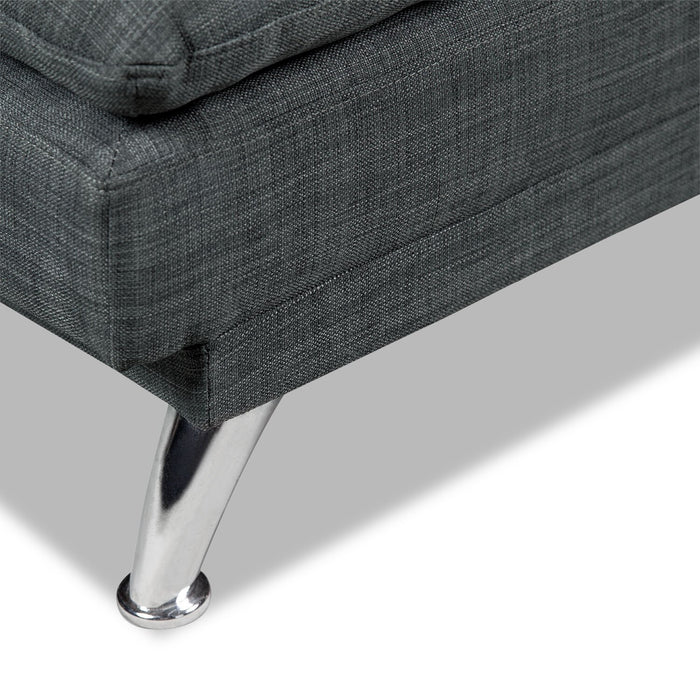 June 73.2\" Linen-Look Fabric Klik Klak Futon with Metal Legs and Tufting - Grey