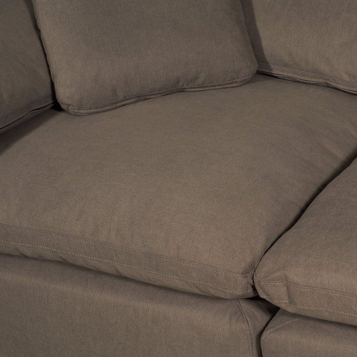 Eclipse Modular 5-Piece Linen-Look Fabric Sectional with Reversible Feather Down Cushions - Slate Grey