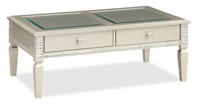 Tyra 48" Glam Coffee Table with Storage - Champagne  |Table à café somptueuse Tyra de 48 po avec rangement - champagne
