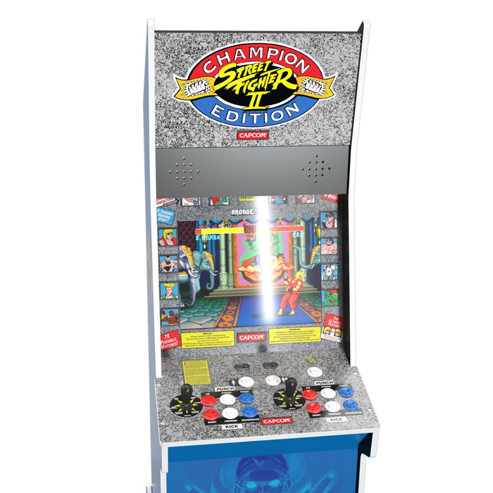Arcade1Up Street Fighter™ ll Championship Edition Big Blue Arcade Cabinet with Riser and Stool