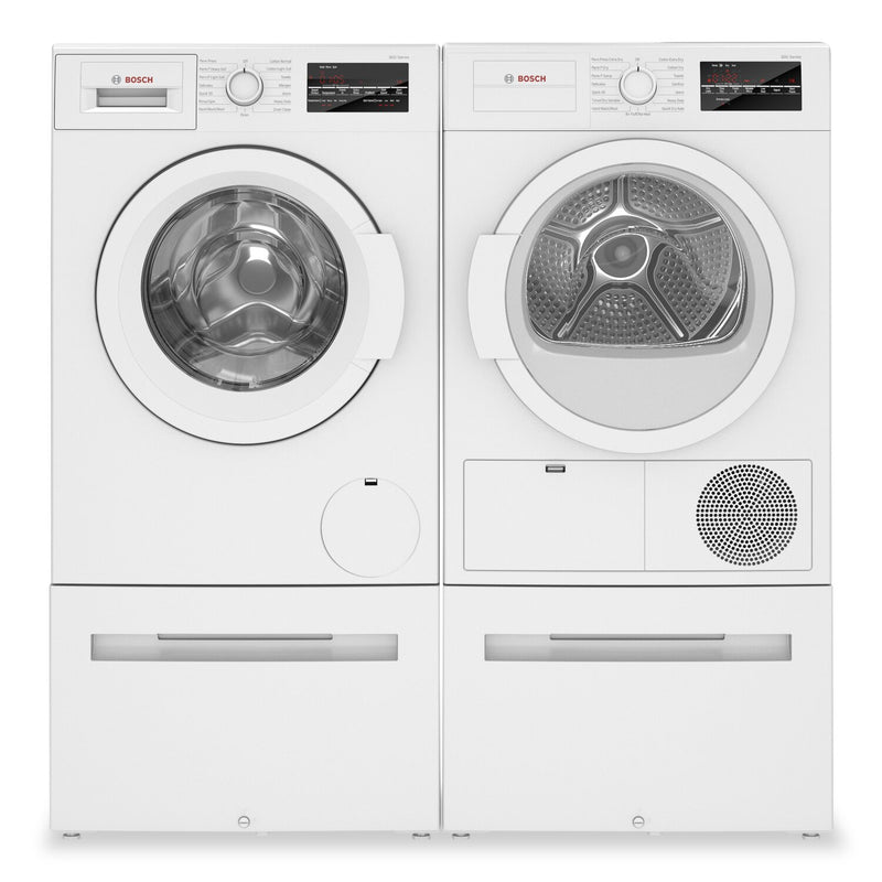 Bosch 300 Series 2.2 Cu. Ft. Front-Load Washer and 4 Cu. Ft. Conden ...