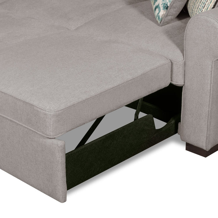 Scott Living Haven 2-Piece Right-Facing Chenille Fabric Sleeper Sectional with Storage Chaise - Grey