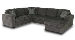 Legend 3-Piece Right-Facing Chenille Sleeper Sectional Sofa - Pepper