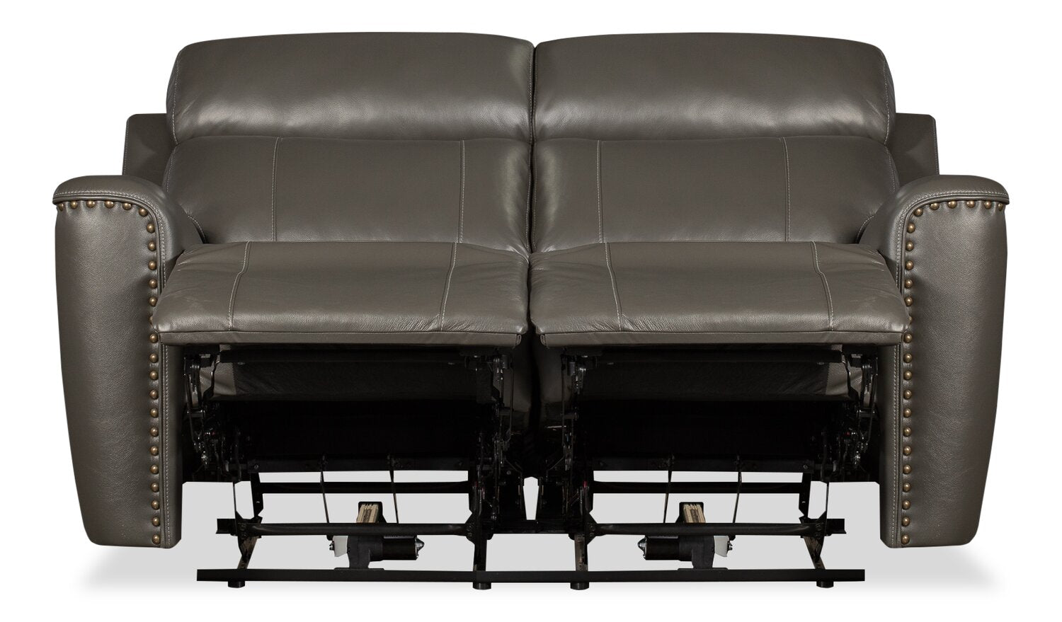 Quincy Genuine Leather Reclining Loveseat Grey The Brick