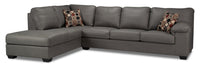 Morty 2-Piece Leather-Look Fabric Left-Facing Sectional - Grey 