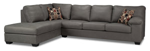 Morty 2-Piece Leather-Look Fabric Left-Facing Sectional - Grey