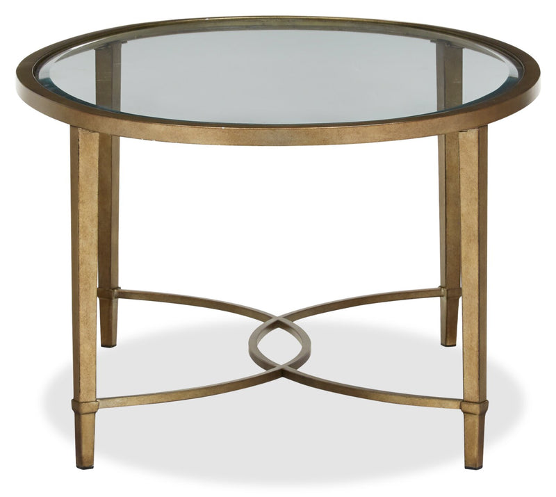 Copia 50" Traditional Oval Glass Top Coffee Table Silver and Gold