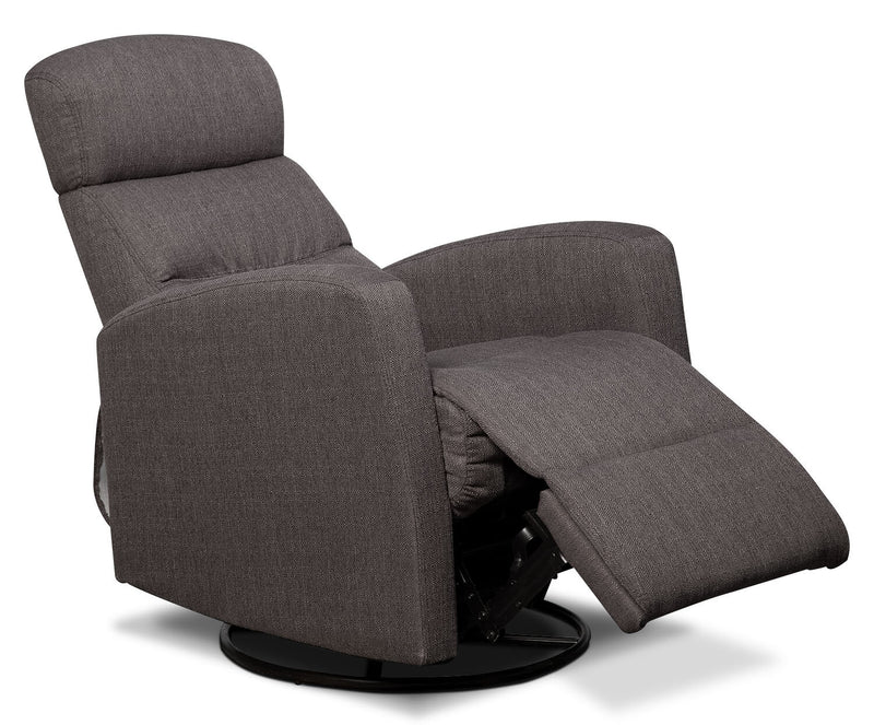 Penny Linen-Look Fabric Swivel Rocker Recliner - Grey 