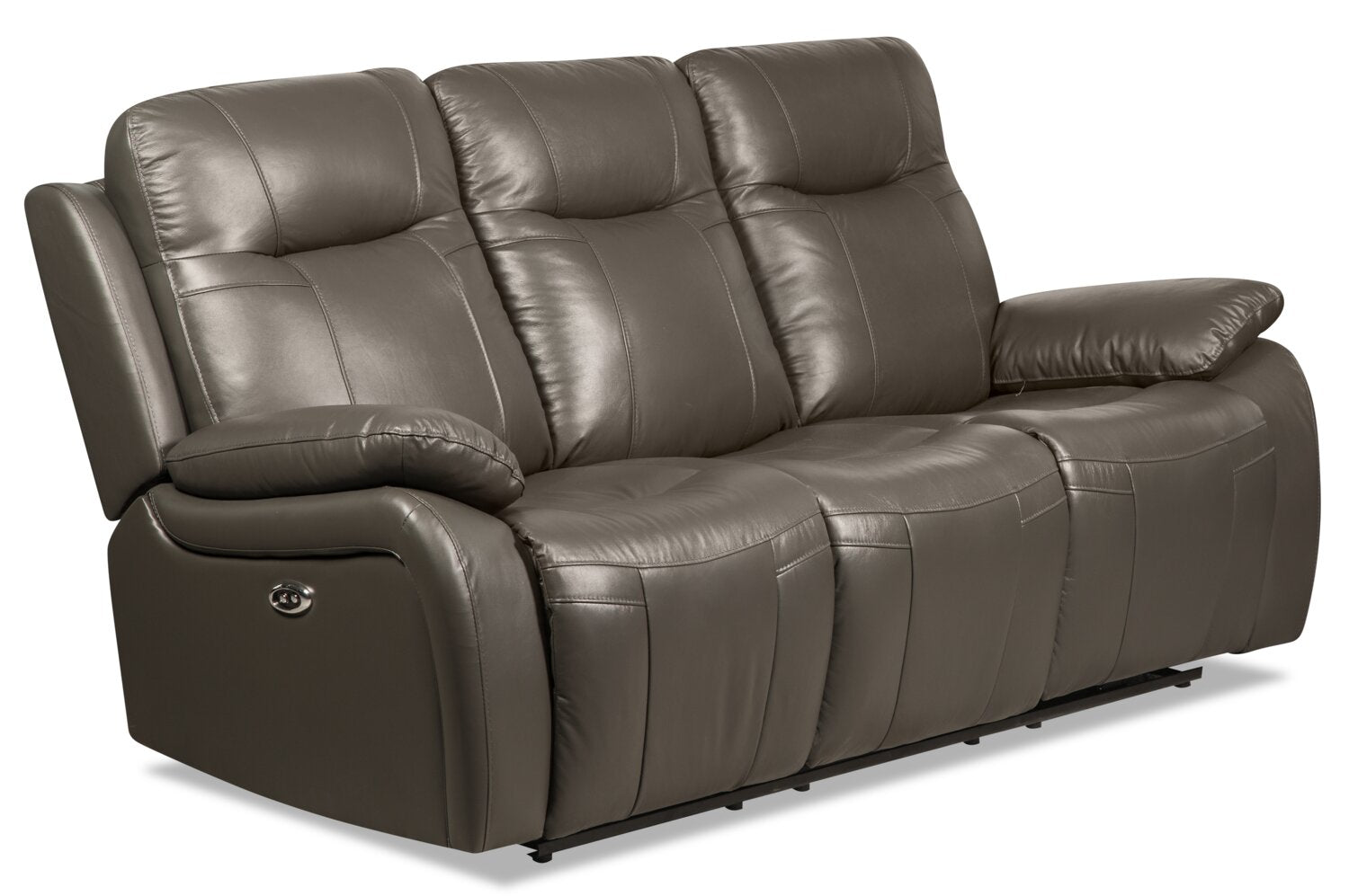 Kora 83" Grey Genuine Leather Power Reclining Sofa with USB Ports The