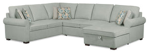 Haven 3-Piece Chenille Right-Facing Sleeper Sectional - Seafoam