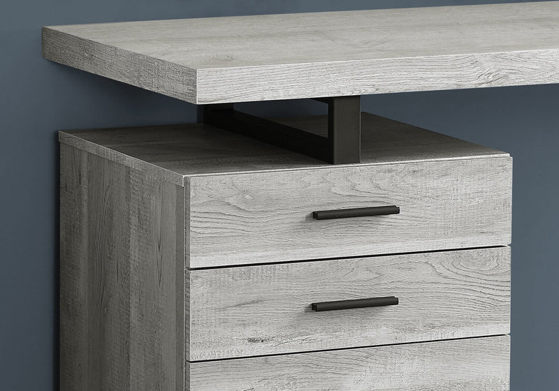 Clayton 47.25\" Reversible Office Desk with 3-Drawers - Grey