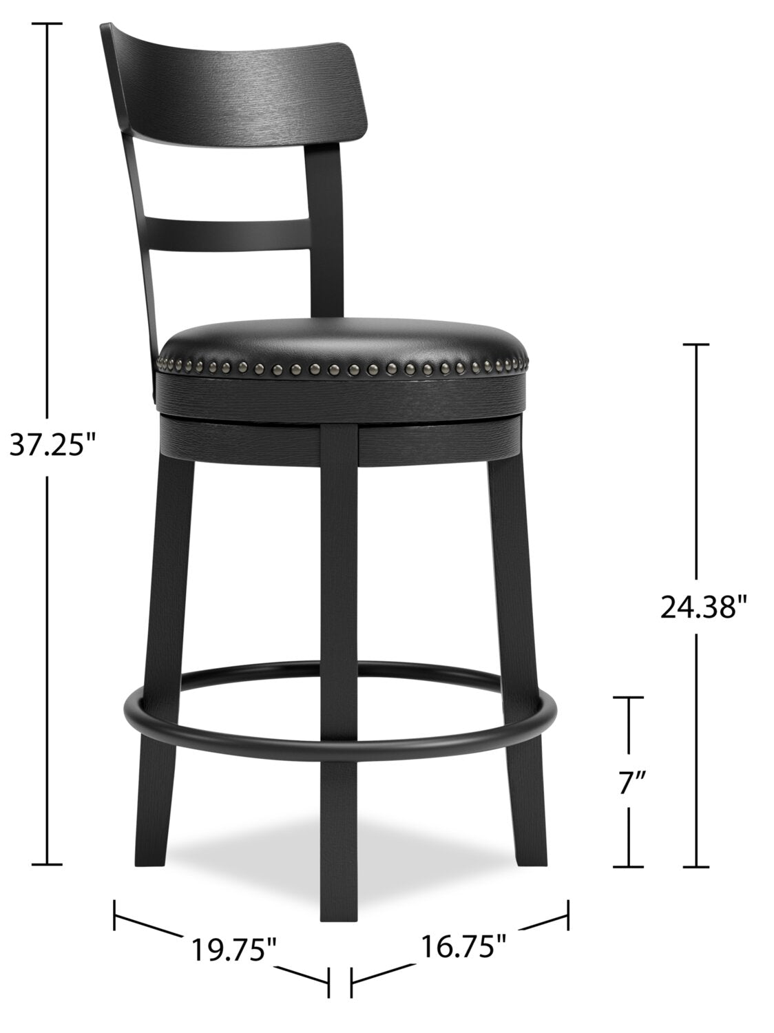 Otis Counter-Height Stool with Swivel Seat, Vegan Leather Fabric