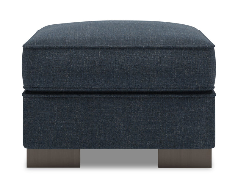 Made in Canada Customizable Sofa Lab Track 24\" Linen-Look Fabric Ottoman - Luna Sailor Blue