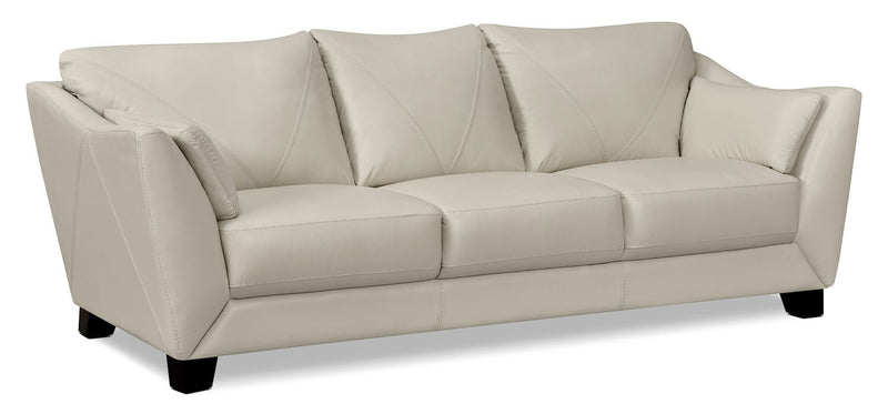 Chateau d'Ax Lusso 92\" 100% Genuine Leather Sofa with Wood Legs - Smoke Grey