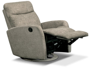Jeffery Velvet Swivel Glider Recliner - Stone | Fauteuil pivotant, coulissant et inclinable Jeffery en velours - pierre | JEF2STRC