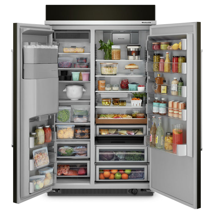 KitchenAid 48\" 30 Cu. Ft. Side-by-Side Refrigerator - Black Stainless Steel with PrintShield™ Finish - KBSD708MBS