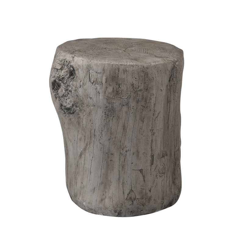 Jordy Ottoman Accent Table – Silver  - Rustic style End Table in Silver Cement