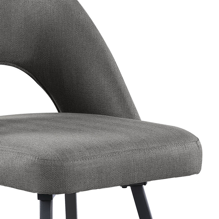 Elijah Dining Chair with Linen-Look Fabric, Metal - Grey