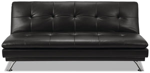 June Leather-Look Fabric Futon - Black