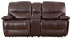 Franco Genuine Leather Power Reclining Loveseat - Brown