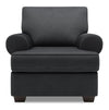 Made in Canada Sofa Lab Customizable Roll 42\" Linen-Look Fabric Chair with Rolled Arms - Pax Pepper Grey