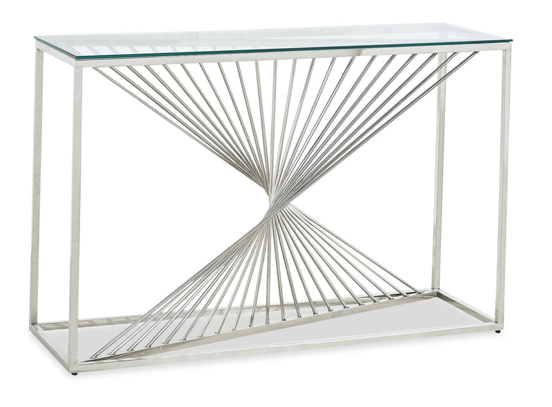 Andreas Sofa Table - Contemporary, Modern style Sofa Table in Chrome Metal, Glass